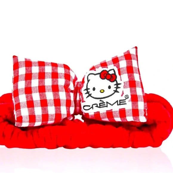 HELLO KITTY PLUSH SPA HEADBAND - RED & WHITE GINGHAM Great Condition, Very Cute. - Picture 1 of 4